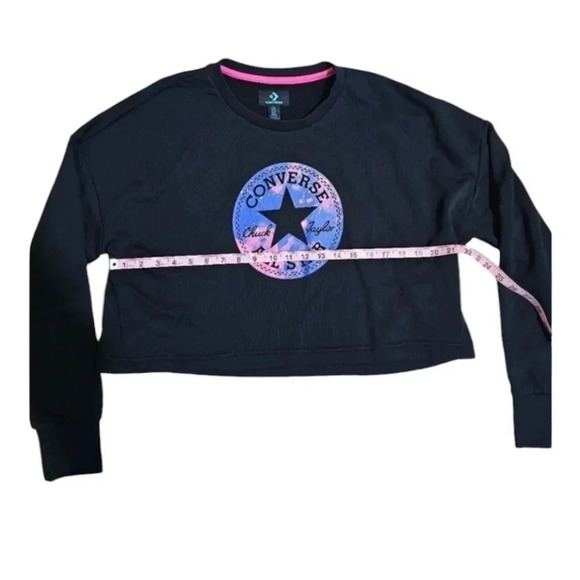 Converse All Star Cropped Sweatshirt L – Y2K Streetwear Skater Academia Style - Picture 7 of 8